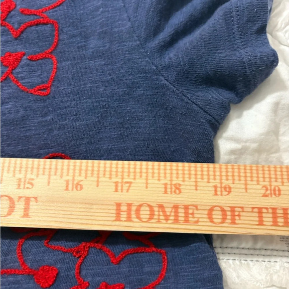 Philosophy Blue Mini T Shirt Dress with Red Embroidered Flowers. 100% Cotton - Picture 11 of 11